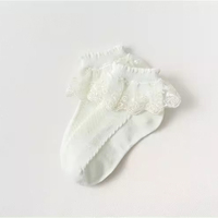 Chaussettes en coton à volants pour filles, bébés, tout-petits, enfants, en gros, blanches, mignonnes, à nœud et à dentelle