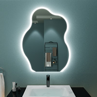 Miroir intelligent en forme de nuage, miroir de salle de bain LED avec gradation tactile, capteur humain, anti-buée, décoration artistique créative pour hôtel et maison