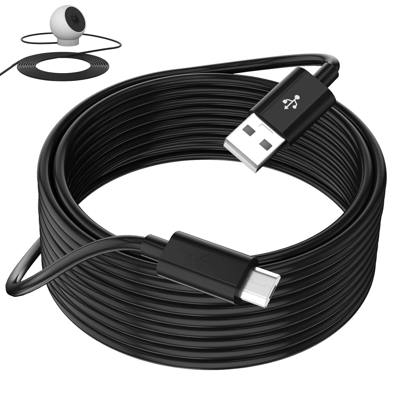 5M/16FT Micro USB Cable Power Extension Cord for WYZE Cam Pan V2 V3 Xiaomi  Security Camera Extra Long Micro USB Charging Cable