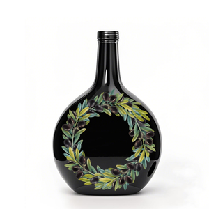 Bouteille en verre noir transparent de 700 ml et 375 ml de style classique allemand, forme basque, pour spiritueux, huile d'olive, vin, avec bouchon en liège - Product Image 1