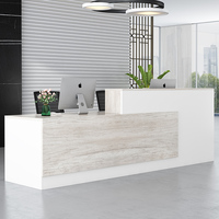 Comptoir de réception moderne en forme de L en MDF, mobilier de bureau commercial, comptoir d'accueil pour bar, hall, table en bois