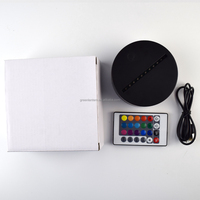 Télécommande à piles ronde noir blanc effet bois craquelé veilleuse base 3D veilleuse LED base de lampe pour acrylique