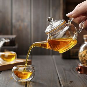 Teiera in Vetro Borosilicato Spesso da 250ML con Infusore e Coperchio, Mini Set per Tè e Caffè - Product Image 4