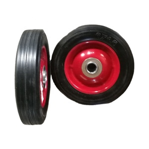 Roue en caoutchouc solide durable de <span class=keywords><strong>6</strong></span> pouces diamètre de 150mm <span class=keywords><strong>6</strong></span> "x 1.5" produit en caoutchouc de jante en acier rouge - Product Image 1