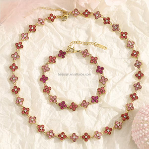 Collier et bracelet tennis en acier inoxydable de haute qualité et tendance pour femmes, vente en gros de bijoux haut de gamme - Product Image 4