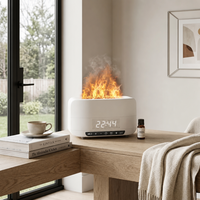 Diffuseur d'arômes avec réservoir de 400 ml, diffuseur d'huiles essentielles à effet flamme, 4 modes de minuterie, Bluetooth, cadeau pour chambre à coucher, personnalisation d'usine