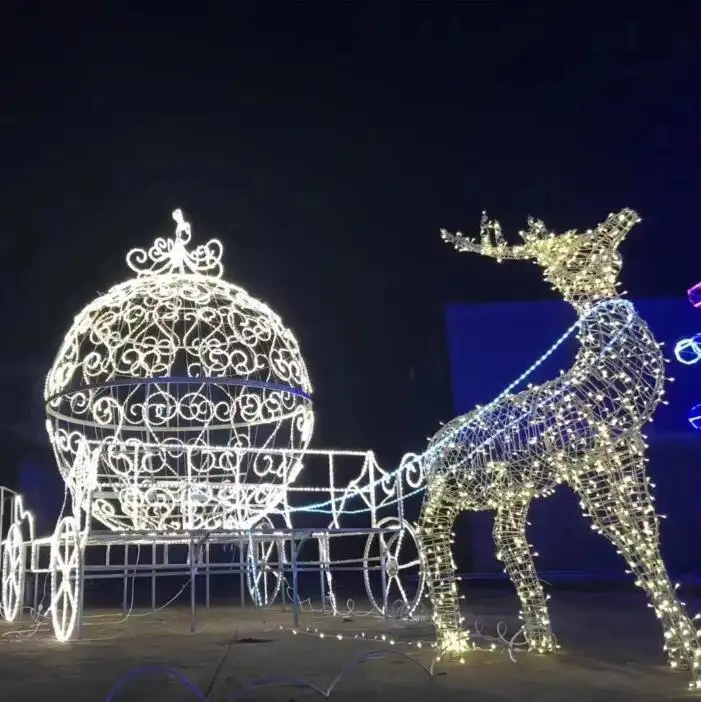 Lampu Led Natal besar, koleksi dekorasi rusa kutub 3D luar ruangan besar