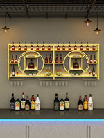 Étagère à vin en fer forgé de luxe, murale et lumineuse, avec des cages de rangement pour comptoir de bar, pour meubles de maison et porte-liquores