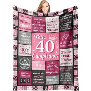 <b>Pink</b> Quilted 40th Birthday Flannel <b>Blanket</b> <b>Throw</b> <b>Blanket</b> Nap <b>Blanket</b> Wholesale Machine Washable Fade Resistant OEM ODM - Product Image 1
