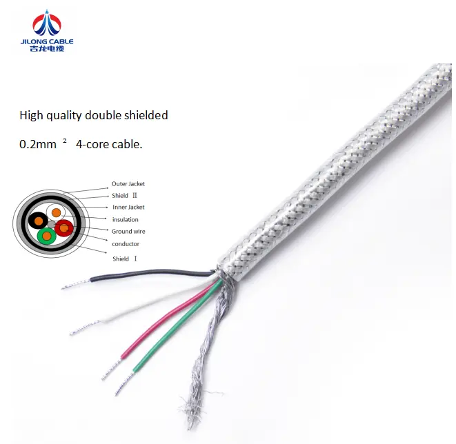 Flexible 3 4 5 6 Multi Cores PVC Cable Double Shielded 4*0.2mm2 RVVP cable