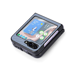 Funda Magnética con Tapa para <span class=keywords><strong>Samsung</strong></span> Galaxy Z Flip7 Z Flip6 Z Flip5, Textura de Carbono, Cuero PU, Ventana de Visualización, Ranura para Tarjetas, Anillo de Soporte - Product Image 2