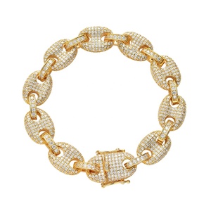 Bijoux Hip Hop pour Hommes, <span class=keywords><strong>Bracelet</strong></span> en Diamants, Collier Plaqué <span class=keywords><strong>Or</strong></span> Blanc 12mm, <span class=keywords><strong>Bracelet</strong></span> Chaîne Grains <span class=keywords><strong>de</strong></span> <span class=keywords><strong>Café</strong></span> en Zircon Cubique pour Femmes - Product Image 3