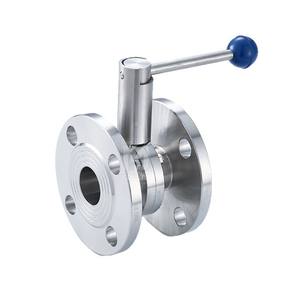 Vanne papillon sanitaire à bride manuelle D41X-10 en acier inoxydable 304/316L de qualité alimentaire, double tête avec double bride - Product Image 1