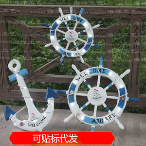 Nautical <b>Ship</b> <b>Wheel</b> 62 Cm With Lights Decorative Coastal Style Bar Decoration - Product Image 5