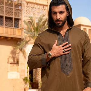 2026 Vêtement islamique brodé Thobe pour <span class=keywords><strong>Homme</strong></span>, Djellaba Arabe, Caftan, <span class=keywords><strong>Boubou</strong></span> <span class=keywords><strong>Homme</strong></span> Musulman, Robe à capuche décontractée, Jubba - Product Image 1