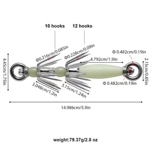Amo da <span class=keywords><strong>pesca</strong></span> a doppio filo per polpi e calamari, amo luminoso per calamari, esca per gamberi per la <span class=keywords><strong>pesca</strong></span> commerciale - Product Image 2