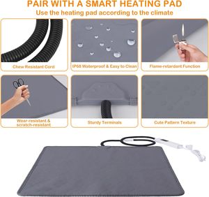 Pet <b>Heating</b> Pad 10 Adjustable Temperature <b>Dog</b> Cat <b>Heating</b> Pad with Timer Waterproof Indoor Silicone Electric Pet <b>Heat</b> <b>Mats</b> - Product Image 6