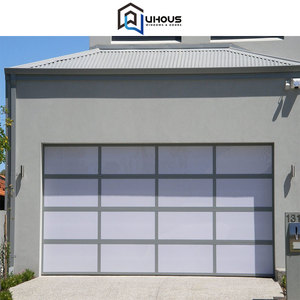 <span class=keywords><strong>Porte</strong></span> <span class=keywords><strong>de</strong></span> <span class=keywords><strong>garage</strong></span> moderne à double battant en aluminium transparent inclinable 16x10, ressorts à double battant, application extérieure, style <span class=keywords><strong>de</strong></span> conception industrielle, finition - Product Image 1