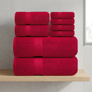 Ensemble de serviettes de bain en coton uni rouge, rectangulaires, tissées, douces pour la peau, pour usage domestique, enfant - Product Image 1
