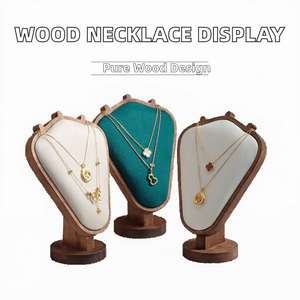 Expositor de Terciopelo Multicolor con Base de Madera para Collares, Soporte Portátil para Cadenas y Colgantes de Joyería para Boutique - Product Image 2