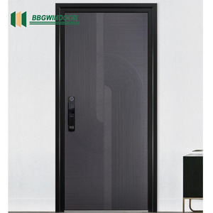 Lukliving Porte d'entrée pivotante de luxe moderne en acier inoxydable noir, design italien grand format, pour villa, sécurité extérieure ignifuge - Product Image 1