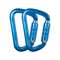 Mosqueton robuste en aluminium léger de forme D, coloré, à verrouillage automatique, capacité de rupture de 25 kN, pour utilisation en extérieur