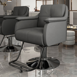 Chaise de salon en cuir avec grand siège et accoudoirs modernes, idéale pour les salons de coiffure professionnels - Product Image 4