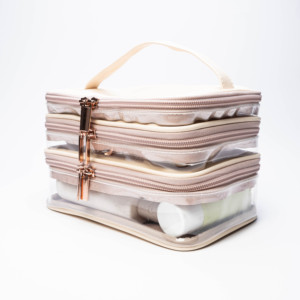 Sac de rangement multifonctionnel en cuir TPU multicouche avec fermeture éclair, fabriqué en usine BSCI, transparent, pour cosmétiques de voyage, couleur personnalisée - Product Image 3
