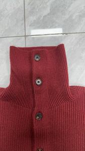 Burgundy Button Cardigan <strong>Men</strong> High Stand Collar Spring Warm Breathable <strong>Wool</strong>/Acrylic Blend Knit Sweater <strong>Coat</strong> - Product Image 6