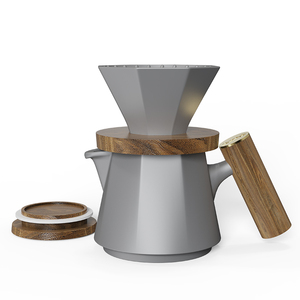 DHPO – Ensemble de cafetière portable en céramique moderne de 600 ml avec poignée en bois et couvercles – Cadeau de luxe - Product Image 1