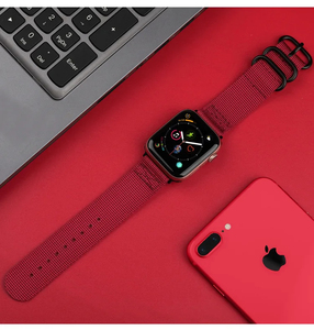 เพลิดเพลินไปกับผ้าไนลอนที่มีความยืดหยุ่นสายถักแบบเดี่ยวสำหรับ Apple Watch band I Watch Smart ultra Canvas สายนาฬิกาทอ - Product Image 4
