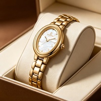 AIMANA Nouvelle montre à quartz élégante de luxe léger pour femme avec cadran en forme d'œuf de pigeon, bracelet en acrylique, résistante à l'eau 30M