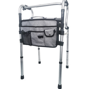 Sac de rangement gris pour fauteuil roulant, en tissu Oxford, grande capacité, avec poche en filet et fermeture à pression pour accessoires d'aide à la mobilité - Product Image 2
