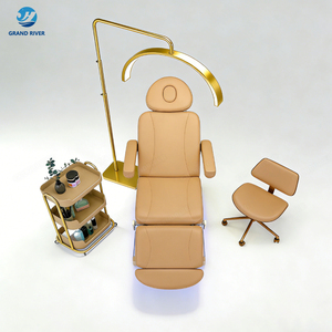 Cama de Masaje Eléctrica de Lujo con 4 Motores, Base Dorada Moderna, Ajustable, para Tratamientos Cosméticos, Médicos, Faciales y de Spa con Luces LED - Product Image 4