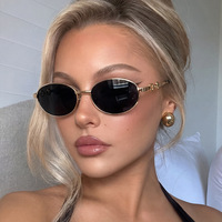 Nouvelles Lunettes de Soleil Ovales Petites 2026 pour Hommes et Femmes, Monture Métallique, Style Rétro Chic Années 90, Lunettes de Luxe de Marque