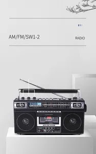 Vofull רטרו Boombox קלטת נגן AC מופעל או סוללה פעלה סטריאו AM/FM רדיו עם גדול רמקול ואוזניות שקע