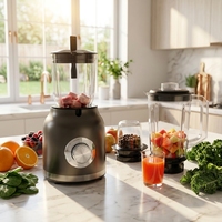 Blender multifonction en acier inoxydable 800W 1,6L avec fonction de broyage de glace et anti-fuite - Appareil de cuisine portable