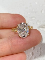 Bague HELE ovale en diamant cultivé, sertie de griffes, synthétisée en laboratoire, faite à la main, haut de gamme, pour femme, en forme d'œuf de pigeon
