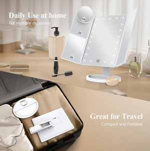 Le best-seller de Xiaohongshu 2025: nouveau miroir de maquillage de bureau à LED, simple face, pliable, avec grossissement - Product Image 5