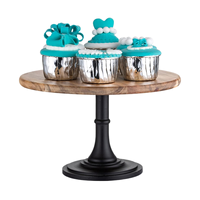 Support à gâteau en bois, support à gâteau rond en bois de style industriel, support à gâteau, ensemble de présentation de desserts, plateau de service décoratif