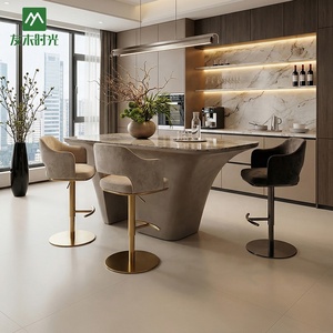 Modern Luxury <strong>Height</strong>-<strong>adjustable</strong> Stainless Steel <strong>Bar</strong> <strong>Stools</strong> and Chairs with Swivel for Living Room and Kitchen Use - Product Image 2