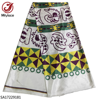 Tissu en polyester Ankara à imprimés numériques, imprimé africain, satin de soie ciré pour robe