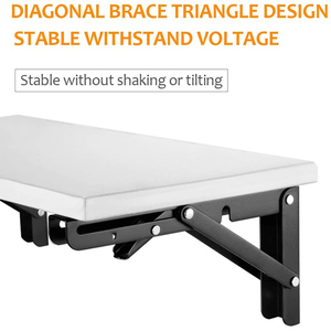 Heavy-Duty 12\&quot; Wood Iron <strong>Folding</strong> Shelf <strong>Brackets</strong> Collapsible Metal Workbench <strong>Table</strong> 330lb Load Capacity Space Saving - Product Image 5