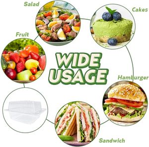 Boîte à gâteau jetable pour salade de fruits coupés PET de 8 pouces, emballage à emporter carré transparent à charnière, récipient alimentaire en plastique PET inviolable - Product Image 6