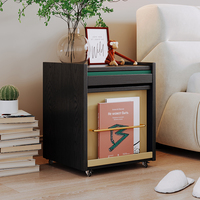 Table de chevet vintage en bois massif avec tiroirs, armoire de rangement intégrée pour salon et appartement