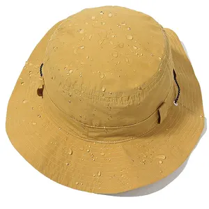 [A prova di acqua] cappello di protezione solare estivo pieghevole con logo personalizzato a tesa larga 100% cappello a secchiello in poliestere