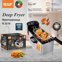 Friteuse électrique RAF R.5219 2000W 3.0L avec contrôle de température par sections, anti-brûlure, 4 zones de chauffe pour cuisine domestique