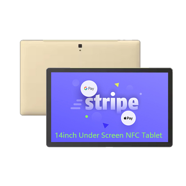 Wholesale 14 Inch NFC Tap to Tips POS Tablet 6+64GB Octa-core GMS Certified WiFi 4G BT Android Front NFC Tablet PC