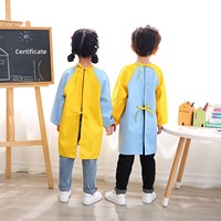 Weavewin Tablier d'art en coton imperméable imprimé avec logo personnalisé à manches longues pour la maternelle Tablier d'habillage inversé Peinture Smock pour enfants