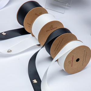 批发礼品包装环保工艺蝴蝶结手工罗纹丝带卷 50 码 黑白定制丝带 <span class=keywords><strong>2.2</strong></span> 厘米用于包装盒 - Product Image 2